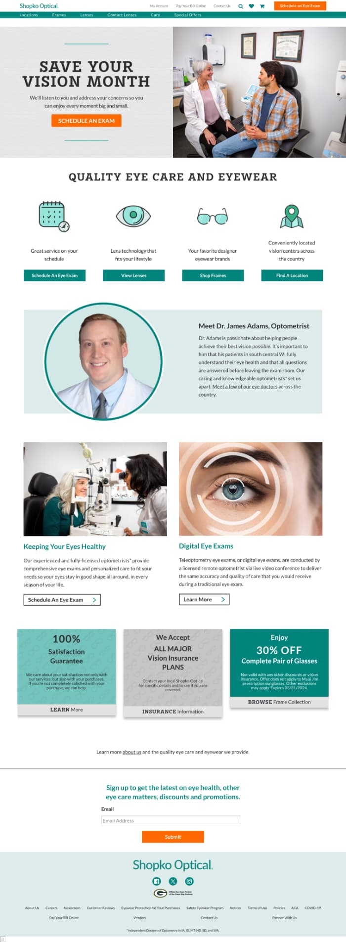 Shopko Optical homepage screenshot